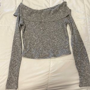 Cozy gray off the shoulder sweater